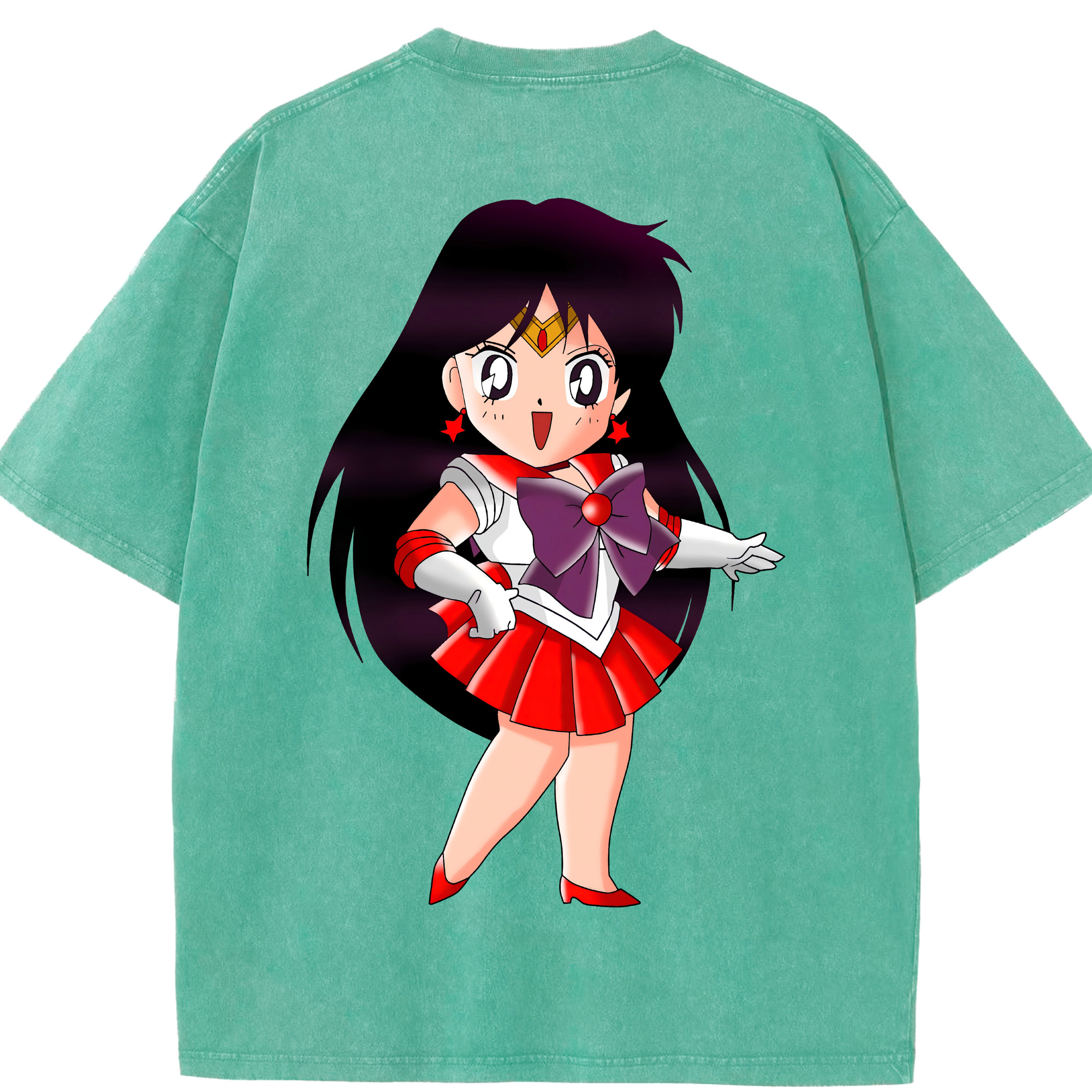 （画像用） 美少女戦士セーラームーン 火野レイ ひの レイ Sailor Moon Hino Rei （セーラーマーズ,Sailor Mars） 綿100% ヴィンテージ風 半袖Tシャツ（背面プリント）